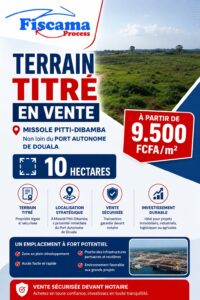 9.500 FCFA/m² Terrain titré en vente à MISSOLE PITTI-DIBAMBA , non loin du PORT AUTONOME DE DOUALA